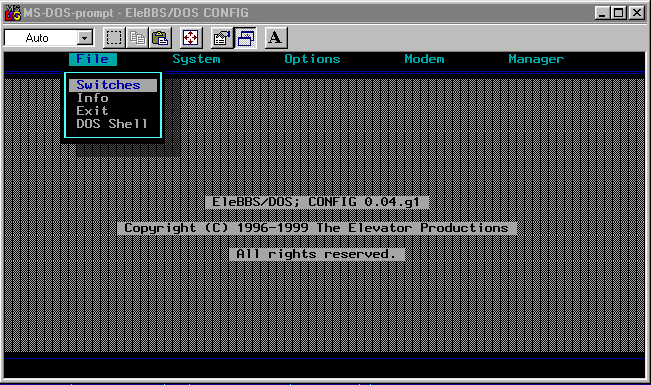 Sample screenshot for ELCONFIG (DOS)